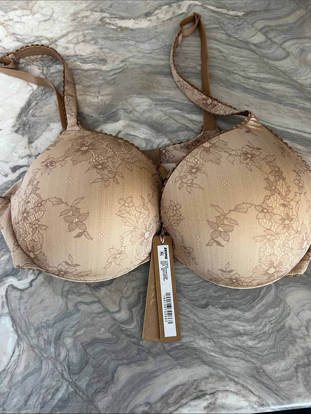 Skims Nude Floral Lace Bra